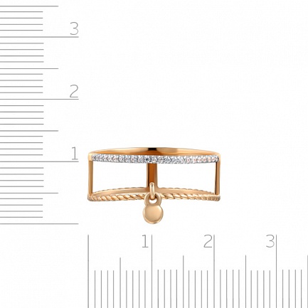 Кольцо из красного золота с фианитом