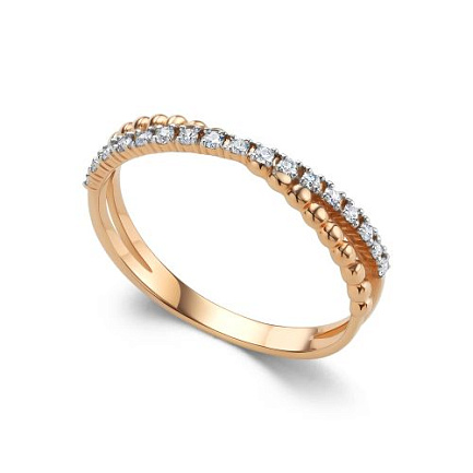 Кольцо из красного золота с бриллиантами