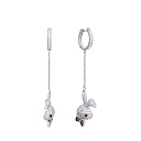 Серьги из белого золота с бриллиантами, рубинами