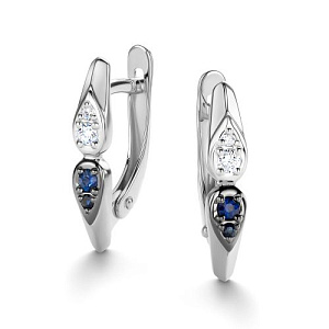 Серьги с английским замком из белого золота