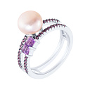 Кольцо из серебра с аметистом, жемчугом