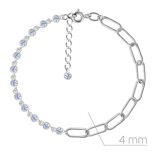 Браслет декоративный из серебра с фианитом