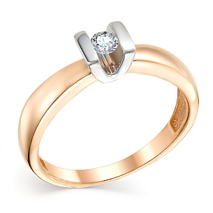 Кольцо из красного золота с бриллиантом