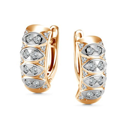 Серьги с английским замком из красного золота с бриллиантами