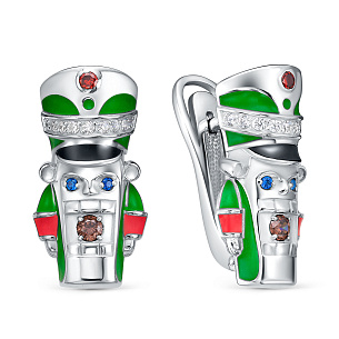 Серьги с английским замком из серебра с фианитом