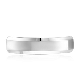 Кольцо обручальное гладкое из белого золота