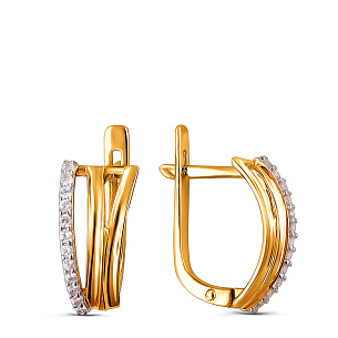 Серьги из красного золота с фианитом