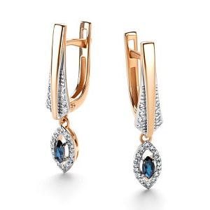 Серьги с английским замком из красного золота с бриллиантами