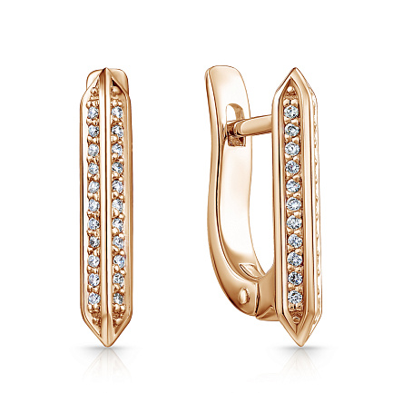 Серьги с английским замком из красного золота с бриллиантами