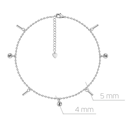 Браслет на ногу декоративный из серебра