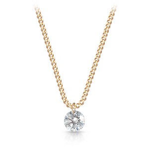 Колье из красного золота с бриллиантом, плетение панцирное