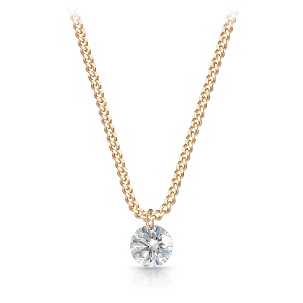 Колье из красного золота с бриллиантом, плетение панцирное