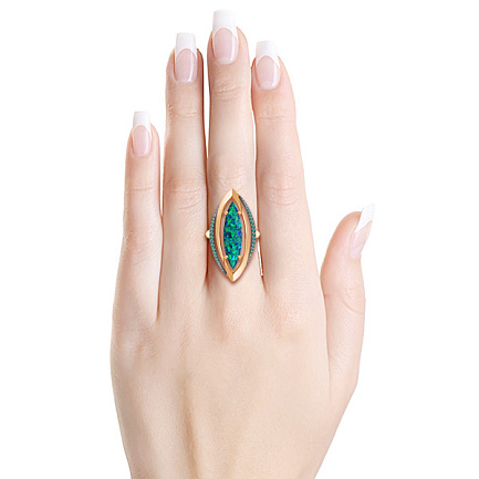 Кольцо из красного золота с фианитом