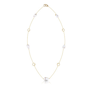 Колье из желтого золота с бриллиантами, жемчугом