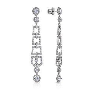 Серьги с английским замком из белого золота с сапфирами