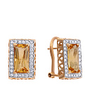 Серьги из желтого золота с бриллиантами, цитринами