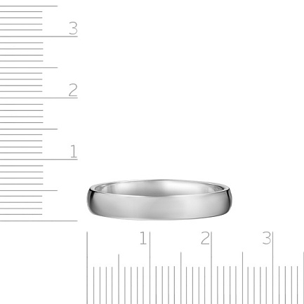 Кольцо обручальное гладкое из белого золота