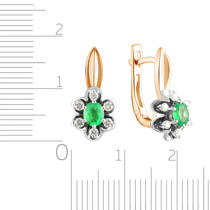 Серьги с английским замком из красного золота с бриллиантами