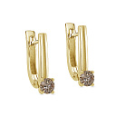 Серьги с английским замком из желтого золота с бриллиантами