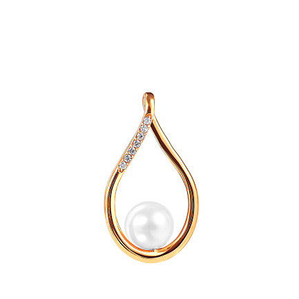 Подвеска из красного золота с жемчугом, фианитом