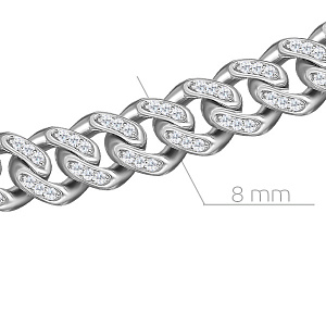 Цепь декоративная из серебра с фианитами