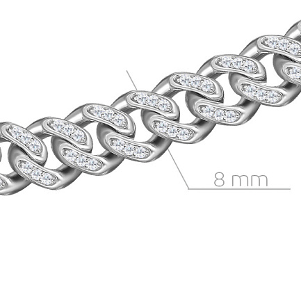 Цепь декоративная из серебра с фианитами