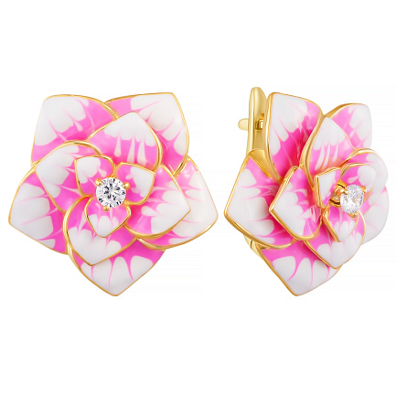 Серьги с английским замком из серебра с фианитом