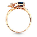 Кольцо из красного золота с бриллиантами, сапфиром