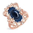 Кольцо из красного золота с бриллиантами, сапфиром