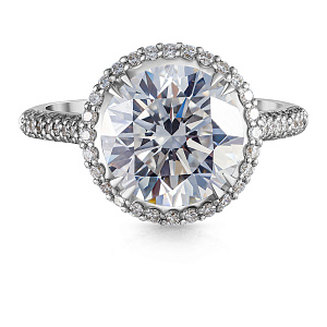 Кольцо из белого золота с бриллиантами, жемчугом