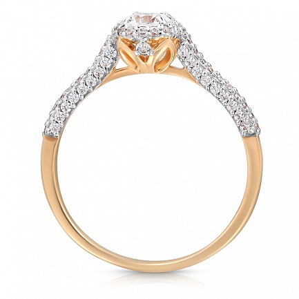 Кольцо из красного золота с фианитом