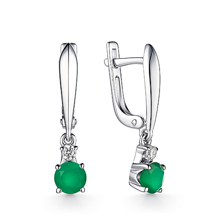 Серьги с английским замком из серебра с агатами