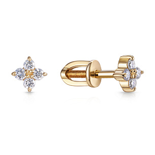 Пусеты из желтого золота с бриллиантами