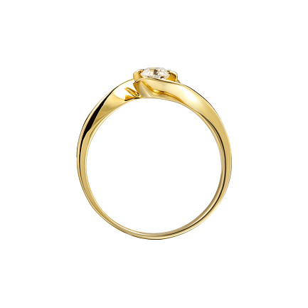 Кольцо помолвочное из желтого золота с бриллиантом