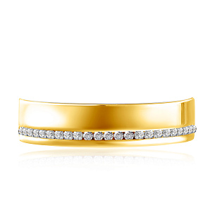 Кольцо обручальное из желтого золота с бриллиантом