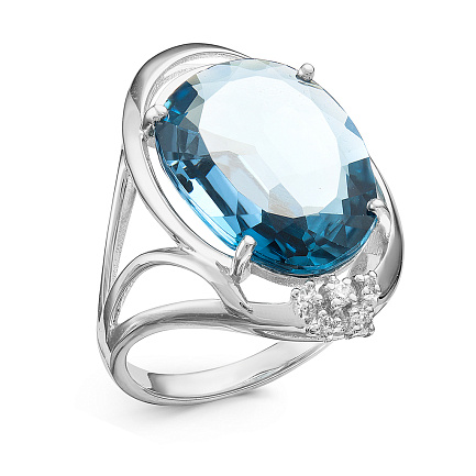 Кольцо из белого золота с бриллиантами, топазом