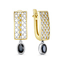 Серьги с английским замком из желтого золота с бриллиантами