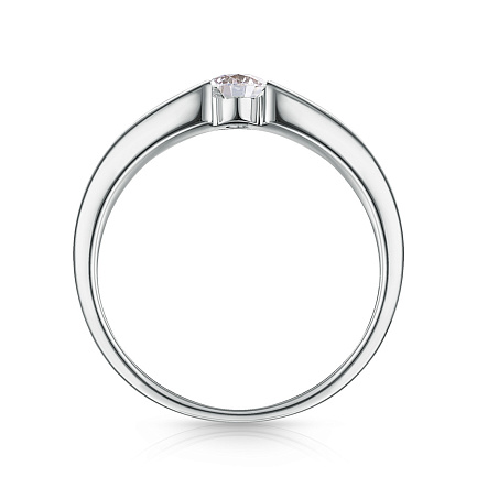Кольцо обручальное из белого золота с бриллиантом