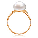 Кольцо из красного золота с жемчугом, фианитом