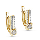 Серьги с английским замком из желтого золота с бриллиантами