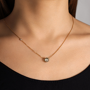 Колье из желтого золота с бриллиантами, плетение якорное