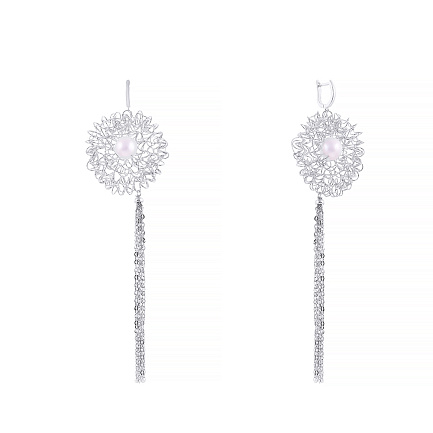 Серьги с английским замком из серебра с жемчугом