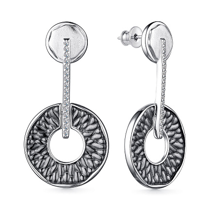 Серьги из серебра с фианитами