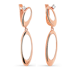 Серьги с английским замком из красного золота с бриллиантами