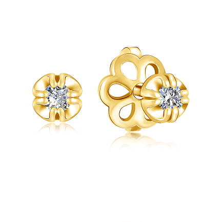 Серьги-пусеты из желтого золота с бриллиантами