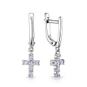 Серьги с английским замком из серебра с фианитом