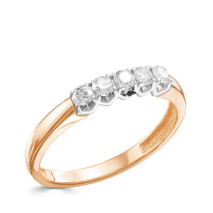 Кольцо из красного золота с бриллиантом