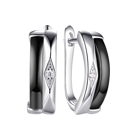 Серьги с английским замком из серебра с керамикой