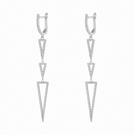 Серьги из серебра с фианитами