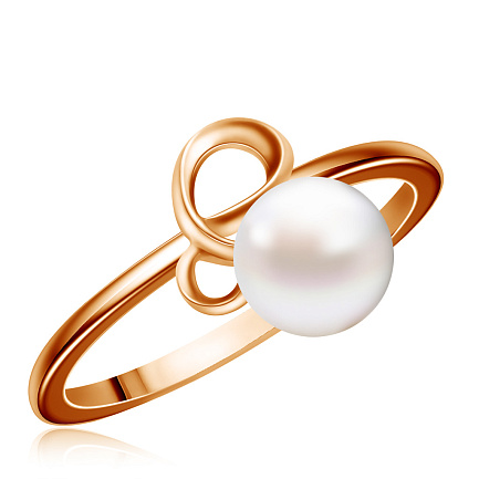 Кольцо из красного золота с жемчугом